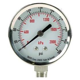 4fmn6 Zoro Select Commercial Pressure Gauge To 300 Psi 2 1/2 In Dial 1/4