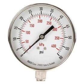 4fmp7 Zoro Select Pressure Gauge To 60 Psi 1/4 In Mnpt Stainless Steel