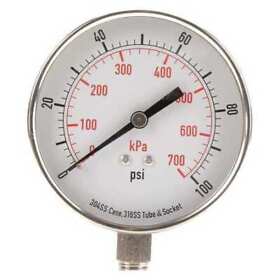 4fmp8 Zoro Select Pressure Gauge 0 To 100 Psi 1/4 In Mnpt Stainless Steel