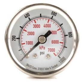 4fmu1 Zoro Select Pressure Gauge To 1000 Psi 1/8 In Mnpt Stainless Steel