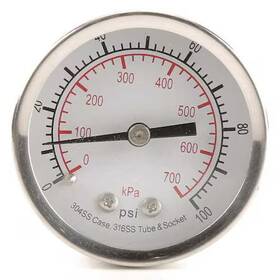4fmu9 Zoro Select Commercial Pressure Gauge To 100 Psi 2 In Dial 1/4 Npt Center Back