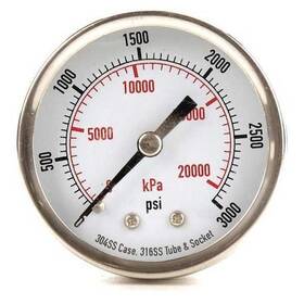4fmv8 Zoro Select Commercial Pressure Gauge To 3 000 Psi 2 In Dial 1/4