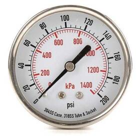 4fmw7 Zoro Select Commercial Pressure Gauge To 200 Psi 1/4 In Mnpt 2-1/2