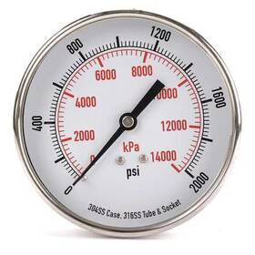 4fmy8 Zoro Select Commercial Pressure Gauge To 2 000 Psi 3 1/2 In Dial 1/4 Npt