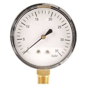 18c801 Zoro Select Pressure Gauge 0 To 30 In Wc 1/4 Mnpt Steel