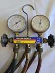 Yellow Jacket 3-VALVE Mechanical Manifold Gauge Set R-12 R-22 R-502 W/hoses. Fixed Price $48.50.