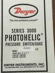 Dwyer A3001 Series 3000 Photohelic Pressure Switch/gage *new*. Fixed Price $300.00.