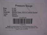 Grainger 4CFJ9 Pressure Gauge 3 1/2" 0-100 Psi Glycerin Filled Nsmp. Fixed Price $100.00.