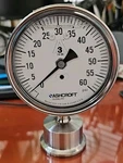 Ashcroft 1032S3.5 3.5" Filled Sanitary Gauge 0-60 Psi, Tri-clamp. Fixed Price $195.00.