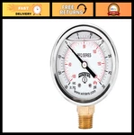 2.5" Liquid Filled Industrial Pressure Gauge, Brass Internals, Dual Scale 30" Hg. Fixed Price $42.99.