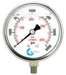 Liquid Filled 4" Stainless Steel & Chrome Plated Brass 6000 Psi Pressure Gauge. Fixed Price $32.99.