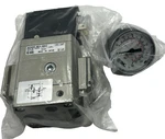 Smc AV3000-N03-5D0Z Pneumatic Solenoid Valve W/K40-MP1.0-N01MS Pressure Gauge. Fixed Price $51.98.