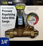 Apollo 3/4" Bronze Double Union Pex Barb Water Pressure Regulator With Gauge. Fixed Price $48.00.