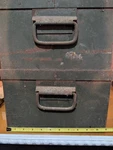 Metal Parts Bin With Handles Stacking Box Industrial Vintage. Fixed Price $45.00.