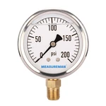 Measureman 2-1/2" Dial Size, Glycerin Filled Plumbing Pressure Gauge, 0-200PSI,. Fixed Price $11.99.