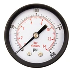 2" Utility Pressure Gauge, 1/4" Npt, Center Back Mount, Blk Steel Case 0-200PSI. Fixed Price $7.99.