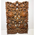 Burmese Teak Wood Floral High Relief 3D Wall Panel 9.5" X 13.5". Fixed Price $115.00.