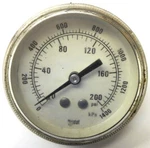 Marshall Town Gauge 0-200PSI, 0-1400KPA, Approx 1/2" Face, 1/4" Npt Back. Fixed Price $15.00.