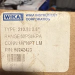 Wika 213.53 2.5" 60 Psi Pressure Gauge 1/4" Npt Bottom Mount Mpn 50242423. Fixed Price $30.48.