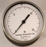 Moore Products 3189-5 Back Mount Air Pressure Gauge 3-1/2" 0-15 Psi Steampunk. Fixed Price $42.95.