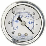Liquid Filled Vacuum Gauge -30-0 Psi, 1.5" Face, 1/8" Npt Back Mount. Fixed Price $21.05.