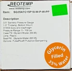 Reotemp SG35ATC15P18-W-P-W-PP, 3.5" Sanitary Pressure Gauge *new*. Fixed Price $299.98.