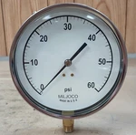 Miljoco P4598L-04 0-60PSI Contractor Pressure Gauge 4-1/2" Face 1/4" Npt Lm. Fixed Price $34.99.