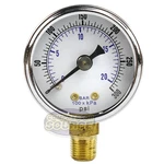 1/8" Npt Air Pressure Gauge 0-300 Psi Side Mount Bottom 1.5" Face. Fixed Price $11.49.