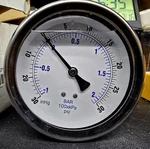 Industrial Compound Gauge, 30 To Psi, Dial, 1/4 Npt, Center Back. Fixed Price $39.99.