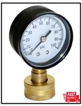Water Pressure Test Gauge 100 Psi Glass Casing Connects To 3/4 In. Male Hose Bib. Fixed Price $24.60.