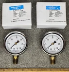 (2) 0-30 Psi Ashcroft 631008A02L30 Gauge Brass Socket Case 1/4 Npt Lower Mt. Fixed Price $24.95.