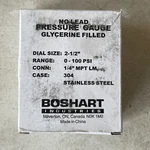 Boshart Industries PG25-100-GNL No Lead Pressure Gauge Glycerine Filled. Fixed Price $17.99.
