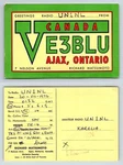 Ham Radio Qsl Qso Postcard VE3BLU, Ajax, Ontario, Canada. Fixed Price $16.99.