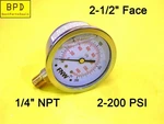 0-200 Psi Liquid Filled Pressure Gauge 2-1/2" Face 1/4" Npt FNWXLFG0200L. Fixed Price $15.99.
