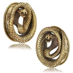 Pair Brass King Cobra Snake Tunnels Plugs Gauges Ear. Fixed Price $24.99.