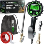 Digital Tire Pressure Gauge With Inflator 0-200 Psi Stainless Braided Hose. Fixed Price $67.94.