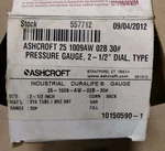 Ashcroft Duralife Gauge 25-1009-AW-02B-30# 2-1/2'' C7. Fixed Price $29.99.