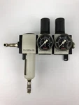 Rexroth Pneumatic Pressure System With Gauges And Lubricator R412006131. Fixed Price $200.00.