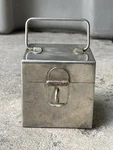 Antique Industrial Metal Toolbox Machinist Utility Hinged Storage 3X3X3 Cube. Fixed Price $59.99.