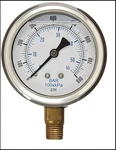 Liquid Filled Pressure Gauge, 2.5" Dial Display, Stainless Steel Case, Brass Int. Fixed Price $22.34.