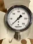 Ashcroft 35-1009-SW-04L-300# Pressure Gauge 3-1/2" 0-300PSI Npt New. Fixed Price $92.50.