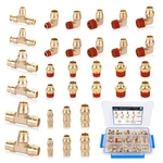 32 Pcs Brass Dot Air Brake Line Fittings Assortment 1/4" 3/8" 1/2" Push To Co.... Fixed Price $100.21.