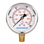 Measureman Lead-free Pressure Gauge, 2-1/2INCH Dial, Glycerin 0-100 Psi. Fixed Price $19.72.