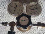 Gas Regulator Union Carbide / Linde Division Pressure Gauges Model 351288. Fixed Price $40.00.