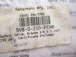 Ratermann SVB-D-250-FCHH Safety Valve Bronze 3/4 X Inch Psi 48871LIN. Fixed Price $250.00.
