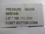 99301446 Daughtridge Pressure Gauge 2.0" 160 Psi/bar 1/4NPT Bottom Conn. Fixed Price $8.00.