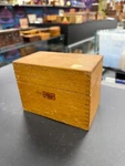 Vintage Wooden Meco Advertising Box With Hinged Lid Rustic Storage. Fixed Price $49.00.