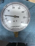 Ashcroft 3.5" Gauge 30IN. Hg VAC-60 1/4" Npt, 35-1005 60PSI&VAC. Fixed Price $23.00.