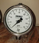 Trerice Pressure Gauge, 0-160PSI, 1/2"NPT, 4"DIA, 700LFSS4004LA120. Fixed Price $75.00.