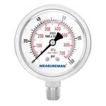 Measureman Pressure Gauge 1/4 Npt, 0-100PSI/KPA Fully Stainless. Fixed Price $24.82.